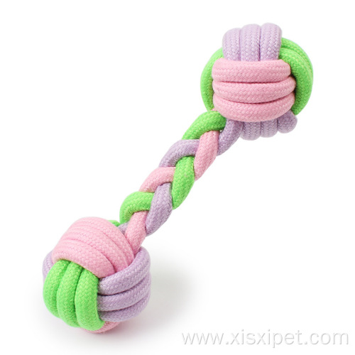 Candy Color Cotton Rope Barbells Chewing Dog Toy